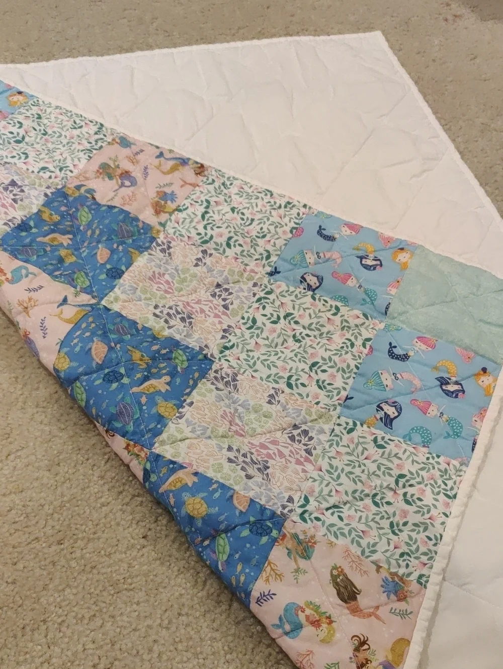 Handmade Patchwork Baby Girl's Quilt Square Y2K Cottagecore Retro Inspired Core